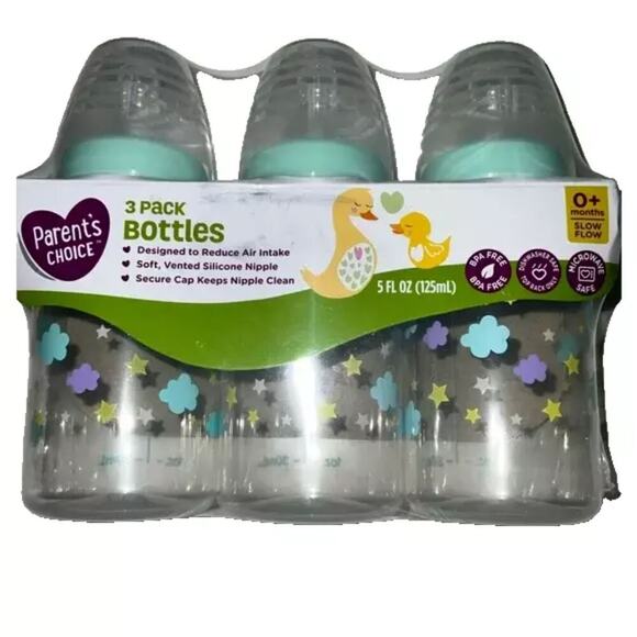 Parent's Choice Standard Neck Bottle, 0+ Months, Multicolor, 5 fl oz, 3 Pack - Picture 1 of 2